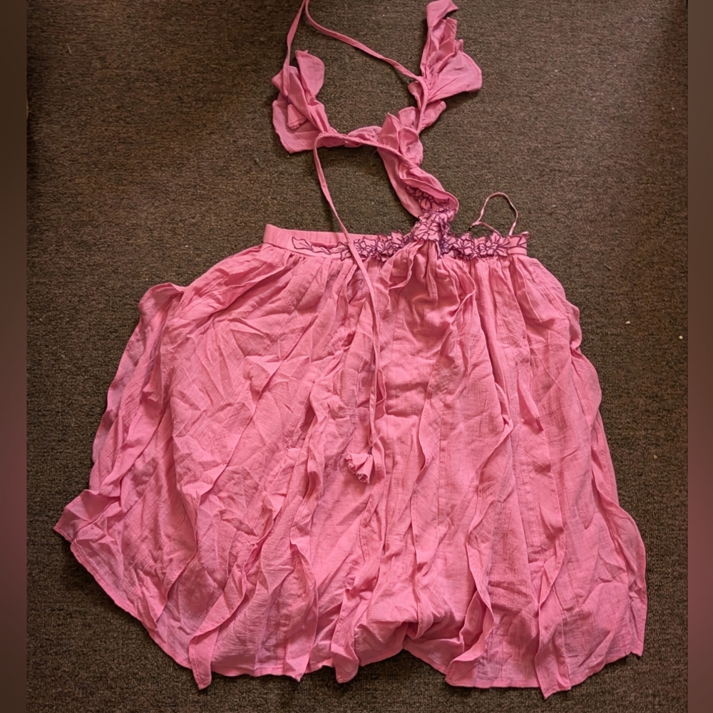 Anthropologie Celandine Pink Embellished Halter Sundress Raspberry Medium NWT - Picture 2 of 5